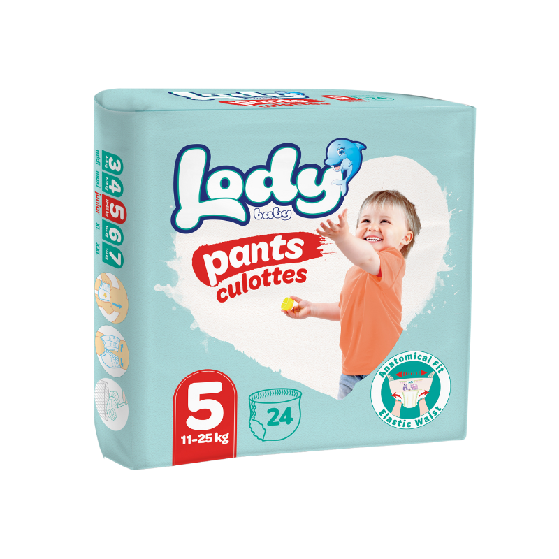 LODY Baby Diapers Baby Pants Junior Twin Pack Elastic Waist 24 Pieces 11-25 kg