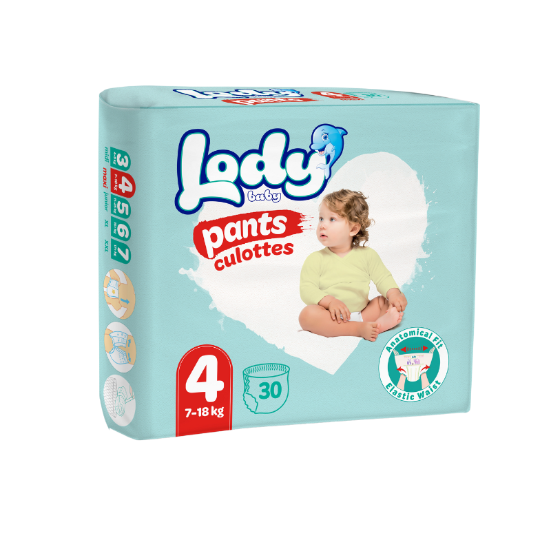 LODY Baby Diapers Baby Pants Maxi Twin Pack Elastic Waist 30 Pieces 7 - 18 kg